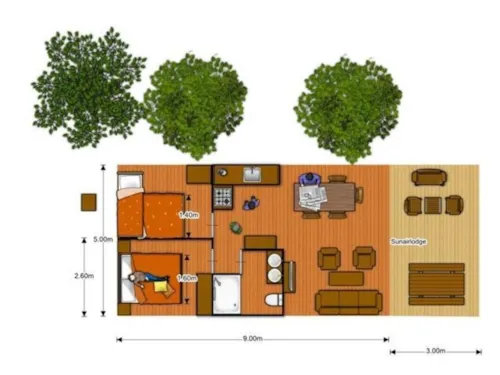 Location - Tente Ciela Nature Lodge - 2 Chambres - Cuisine Équipée – Salle De Bain - image n°7 - Camping Le Pommier