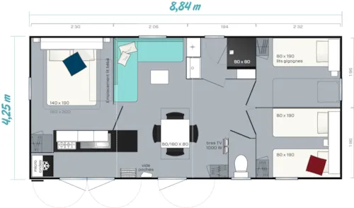Location - Mobil Home Ciela Privilège - 3 Chambres - Lave-Vaisselle, Barbecue - image n°10 - Camping Le Pommier
