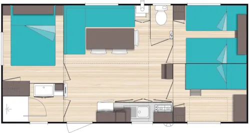 Location - Mobil Home Ciela Confort Compact - 3 Chambres - image n°7 - Camping Le Pommier