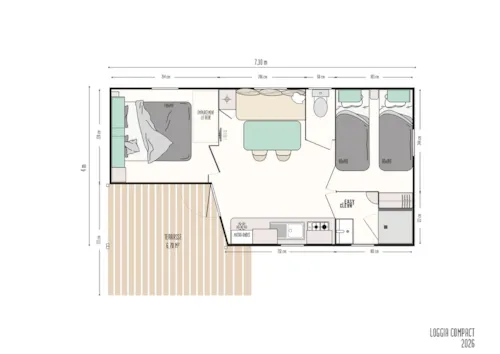 Accommodation - Mobile-Home Ciela Confort Compact - 2 Bedrooms - image n°9 - Camping Le Pommier