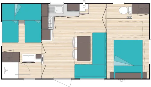Mietunterkunft - Mobilheim Ciela Confort Compact – 2 Schlafzimmer (4 Erwachsene + 1 Kind) - image n°10 - Camping Le Pommier