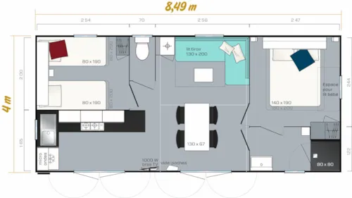 Location - Mobil Home Ciela Confort  - 2 Chambres - image n°8 - Camping Le Pommier