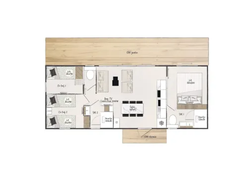 Location - Mobil Home Ciela Exception Tribu Spa - 2 Mobil Homes - 6 Chambres - Draps, Serviettes Et Plancha - image n°10 - Camping Le Pommier