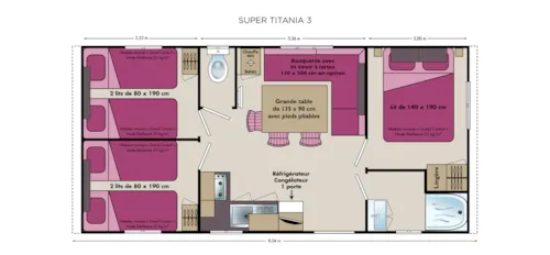 Location - Mobil Home Ciela Confort  - 3 Chambres - image n°9 - Camping Le Pommier