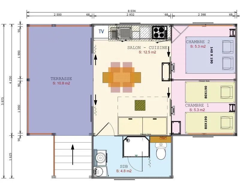 Cosyflower Confort 2 Chambres 38M²  + Terrasse Intégrée + Tv + Chauffage Dans Toutes Les Pièces