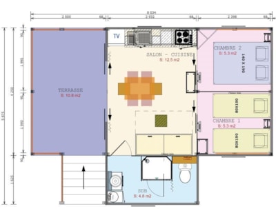 Cosyflower Confort 2 bedrooms 38m²  + terrace + TV