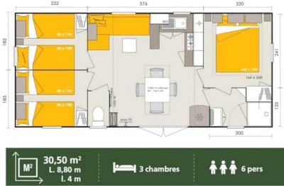 Homeflower Premium 3 bedrooms 30.5m² + Half-covered terrace + TV