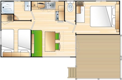 Mobile home Standard 2 bedrooms 25m² + terrace