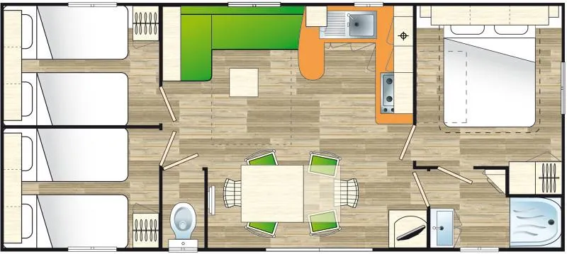 Mobil Home Standard 3 Chambres 34M² + Terrasse Non Couverte