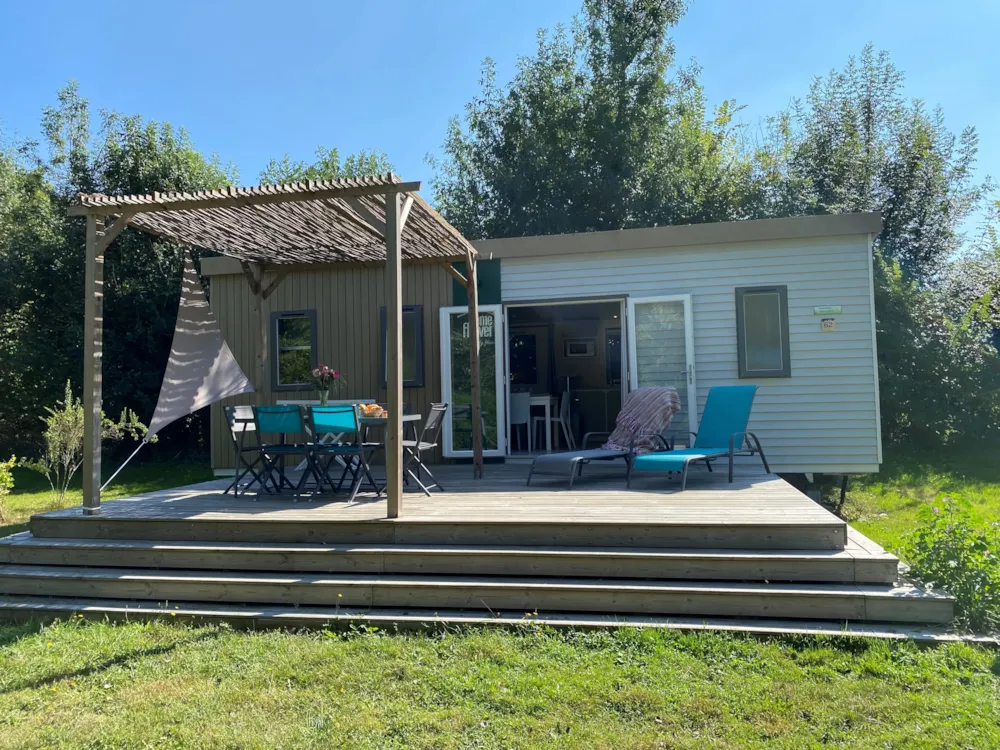 Mietunterkunft - Homeflower Premium 3 Zimmer 30.5M² + Halbüberdachte Terrasse + Tv - Flower Camping du Port Caroline