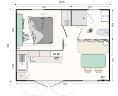 Mobile-home Standard 1 bedroom 18m² + terrace + TV