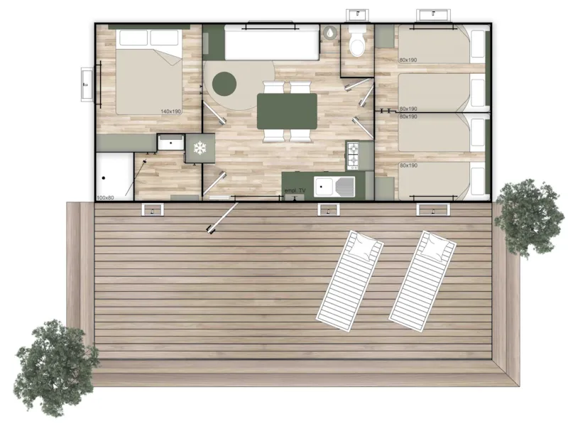 Homeflower Premium 2023 - 3 Chambres 35M² + Terrasse Semi-Couverte + Lv + Tv