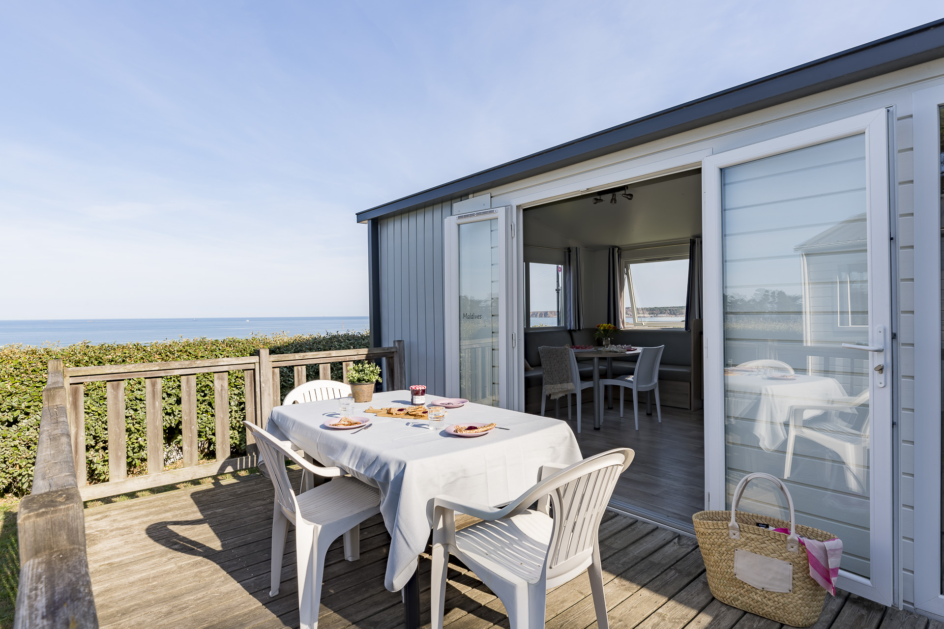 Location - Mobil-Home Classique Cottage 2 Chambres Vue Mer - 24M² - Camping Saint-Pabu Plage