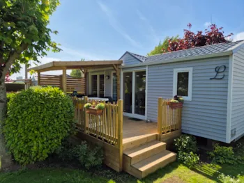 Mietunterkunft - Mobilheim Louisiane - 2 Zimmer + Halbüberdachte Terrasse - Camping du Vieux Verger