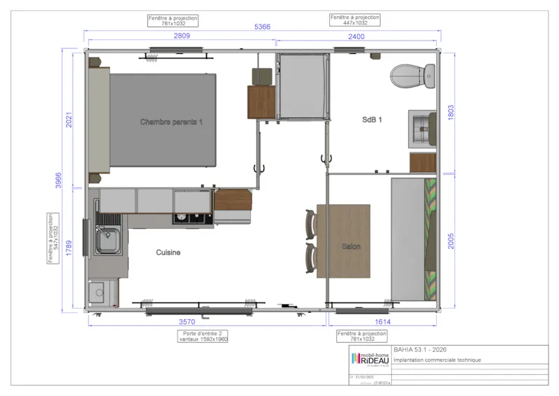 Mobilhome Privilege - Rubinette - 1 Chambre - Samedi