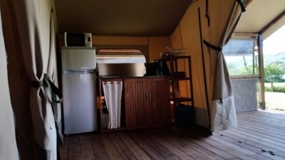 Canvas ecolodge 35 m² - 2 bedrooms - without sanitary facilities - covered terrace facing — 7