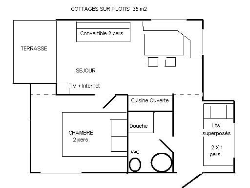 Cottage Confort Sur Pilotis 35M² -1 Chambre + 1 Alcôve -Face Aux Étangs-Juill / Août : Samedi/Samedi