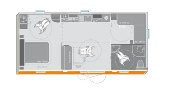 Mietunterkunft - Mobilheim Life 34 M² Behindertengerecht Mit Terrasse & 2 Zimmer - Camping du Théâtre Romain