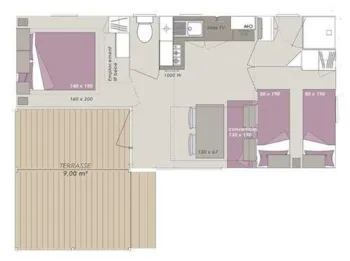 Mietunterkunft - Mobilheim Loggia 30 M² Mit Terrasse & 2 Zimmer (Wifi + Tv + Klimaanlage Eingeschlossen) - Camping du Théâtre Romain