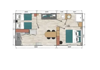 Mietunterkunft - Louisiane „Grand Large“ Mit 2 Schlafzimmern – 30 M² + Terrasse (Wlan + Tv + Klimaanlage Inklusive) - Camping du Théâtre Romain