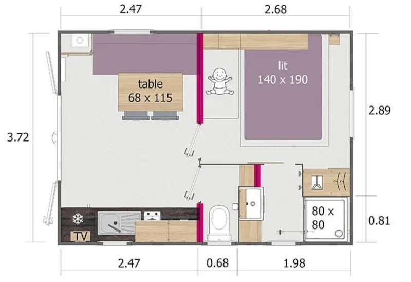 Mobilhome N°4 -  1 Chambre - Terrasse