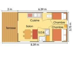 Chalet Bois Confort 24M² 2 Chambres + Terrasse Couverte + Tv