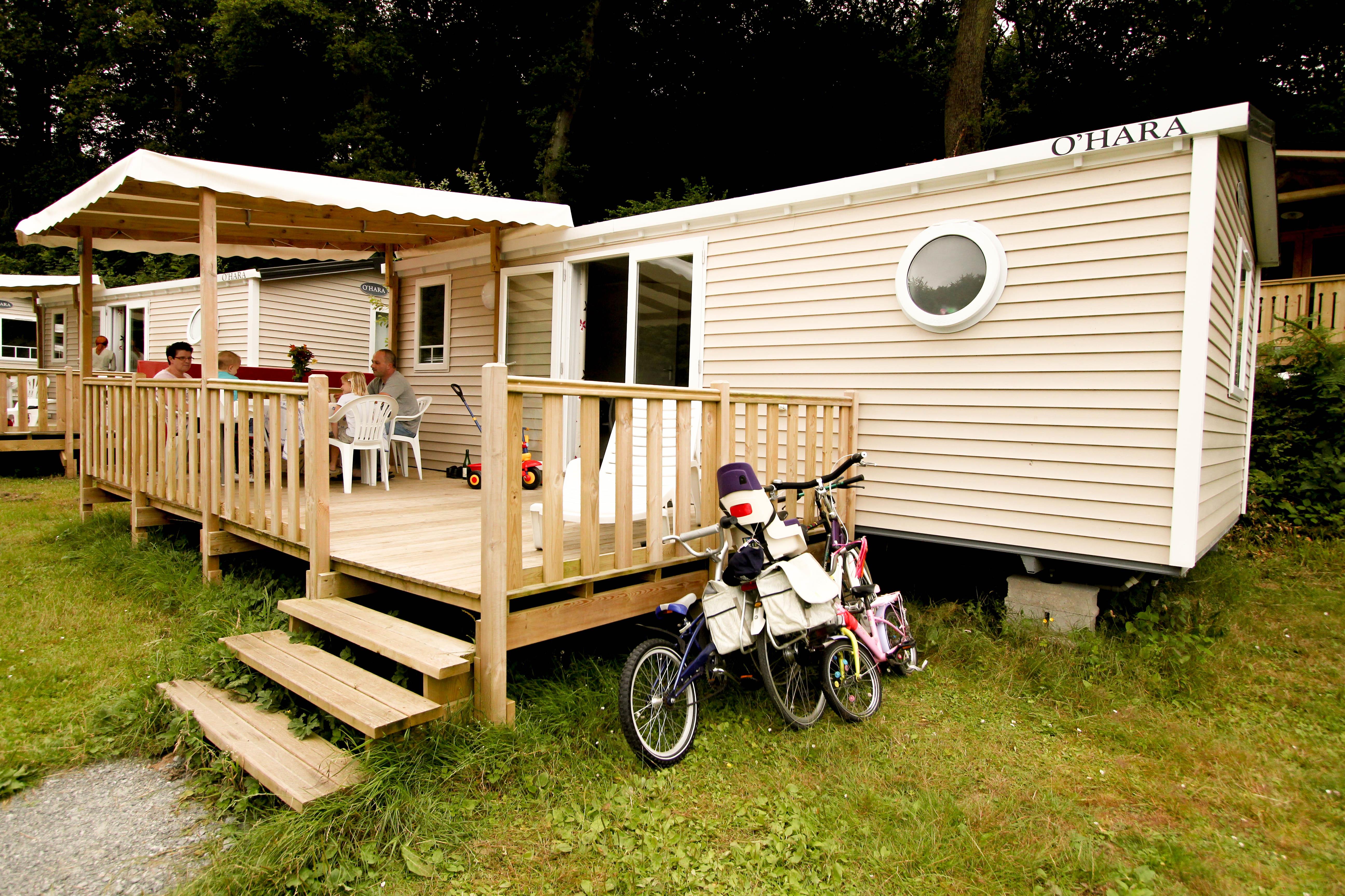 Location - Mobil-Home Confort 27M² 2 Chambres Dont Terrasse Semi-Couverte 18M² + Tv - Flower Camping La Chênaie