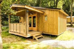 Huuraccommodatie(s) - Chalet Bois Comfort 24M² 2 Kamers + Overdekt Terras + Tv - Flower Camping La Chênaie