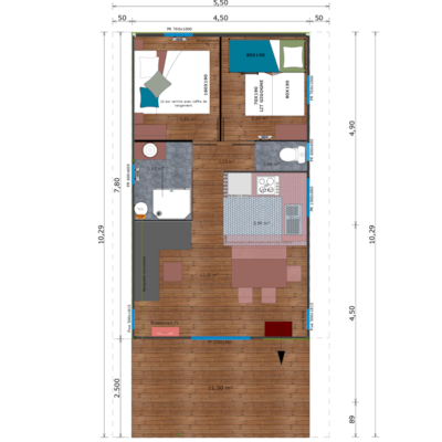 Lodge VIP Premium  34m² - 2 bedrooms + TV + sheets + towels + 11m² covered terrace — 9