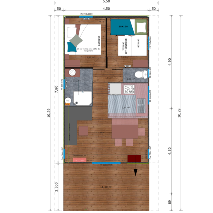 Lodge Vip Premium 34M² - 2 Chambres + Tv + Draps + Serviettes + Terrasse Couverte De 11M²