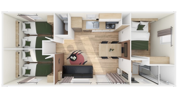 Homeflower Premium 35M² (3 Chambres) + Clim + Terrasse Semi-Couverte + Tv + Draps + Serviettes