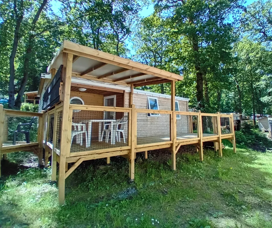 Mietunterkunft - Standard Holz Mobilheim 24M² 2 Schlafzimmer + Halbüberdachte Terrasse 18M² + Tv - Flower Camping La Chênaie