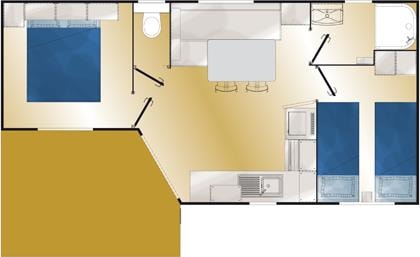 Mobil-Home 2 Chambres - Confort - Terrasse Semi Couverte - 4/5 Pers - 26M²