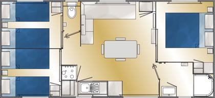 Mobil-Home 3 Chambres - Confort - Terrasse - 6 Pers - 37 M²