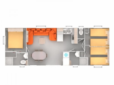 Mobil home Premium - 2 shower rooms - 2 toilets - 3 bedrooms - covered terrace- 40 M2 — 3
