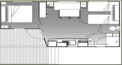 Mobil home Confort+ 25 m²  (2 bedrooms) - air-conditioning + sheltered terrace — 7