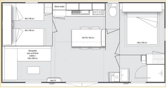 Mobil-Home  Confort+ 25 M² (2 Chambres) -  Climatisé