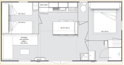Mobil-home Confort+ 25 m² (2 bedrooms) -  air-conditioning — 6