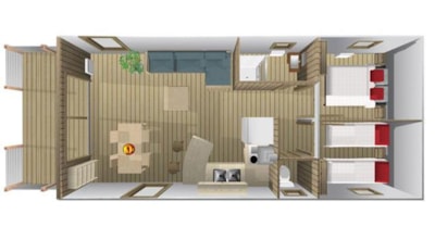the Sweet Premium lodge cabin - 43m² (2 bedrooms) - semi-covered terrace - jacuzzi — 5