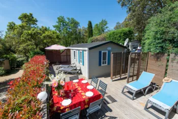 Mietunterkunft - Mobilheim Confort+ 25 M² Confort + (2 Zimmer) - Klimaanlage + Überdachte Terrasse - Camping La Rouillère
