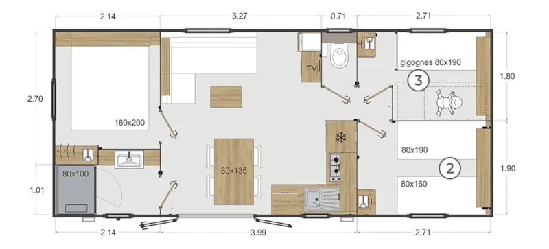 Mobil-Home Sunêlia Prestige Plus - 3 Chambres