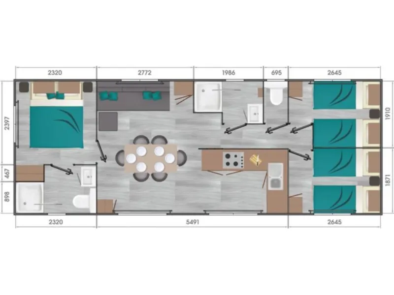C- Mobil-Home Baltique 3 Chambres - 2 Salles D'eau