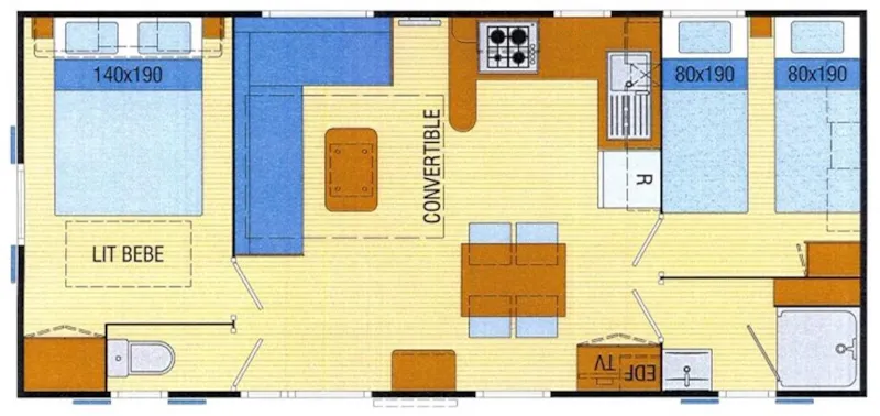Mobile Home Santa Fé Loisir 30M² (2 Chambres)