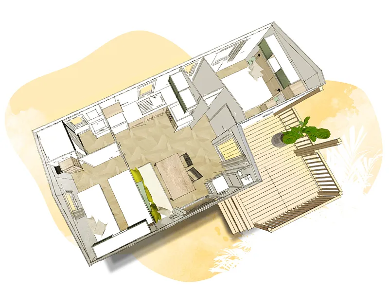 Chalet-Mobil Malaga 25M² + Terrasse 4 Pers