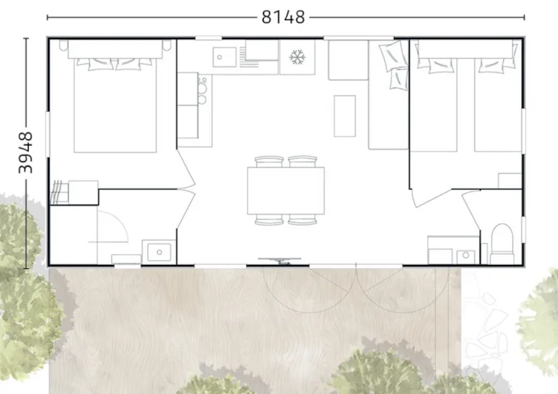 Chalet Mobile Santa Fé 31 M² + Terasse De 15M² Semi Couverte
