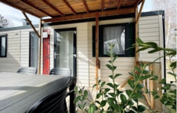 Mietunterkunft - Mobil Home Modulo Duo 27 M² + Terrasse De 15M² - Camping Bois de Gravière