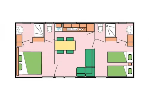 Mietunterkunft - Mobil Home Confort 2 - 2 Zimmer + 2 Badezimmer - 33.2M² - - image n°5 - Camping La Ravoire