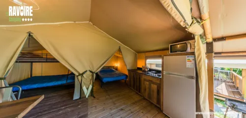 Accommodation - Safari Tent - 2 Bedrooms - 35M² - - image n°5 - Camping La Ravoire