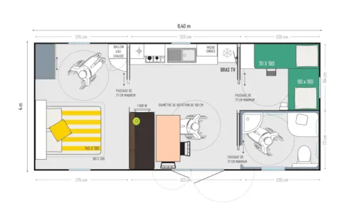 Mietunterkunft - Mobilheim Pmr Premium - Adapted To The People With Reduced Mobility - image n°5 - Camping La Ferme