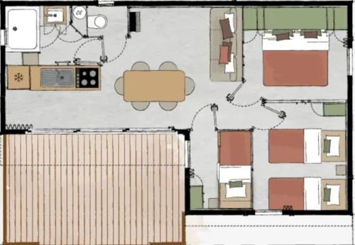 Huuraccommodatie(s) - Chalet Cocooning - 35 M² - 3 Slaapkamers - image n°10 - Camping Europa